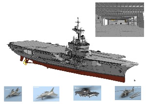 PRECOMMANDE PACK2- Porte-avions Charles de Gaulle + hangar + groupe aérien OFFRE SPECIALE 1/400 - impression 3D