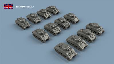 Sherman UK 1/700 x10 - impression 3D