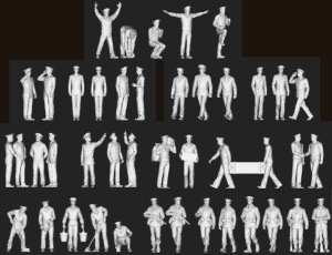 Personnages Equipage Kriegsmarine WWII x 40 1/200 - impression 3D