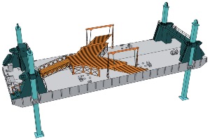 Ponton déchargement SPUD pour LST du port Mulberry 1/700