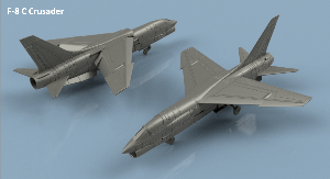 Vought F-8 C Crusader ailes dépliées x5 1/400 - impression 3D
