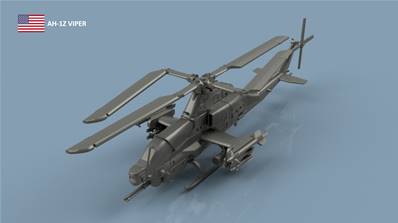 AH-1 Z Viper 1/400 x4 - impression 3D