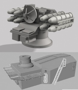 Missile Crotale naval avec Shelter x1 1/350 - impression 3D