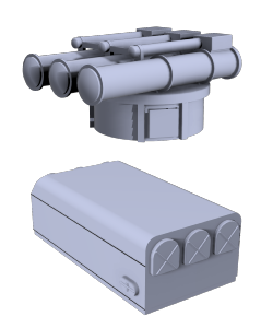 Valise + tubes lance-torpilles TLT 550mm 1/144 x2 - en impression 3D