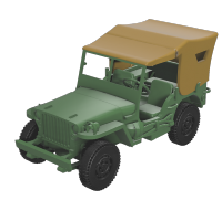 Jeep Willys bâchée x3 1/100 en impression 3D