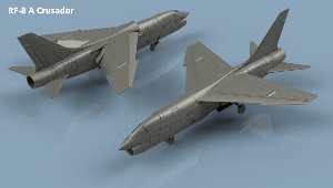 Vought RF-8 A Crusader ailes dépliées x5 1/400 - impression 3D