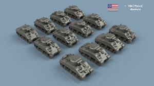 SHERMAN M4 US x5 1/200 - Impression 3D